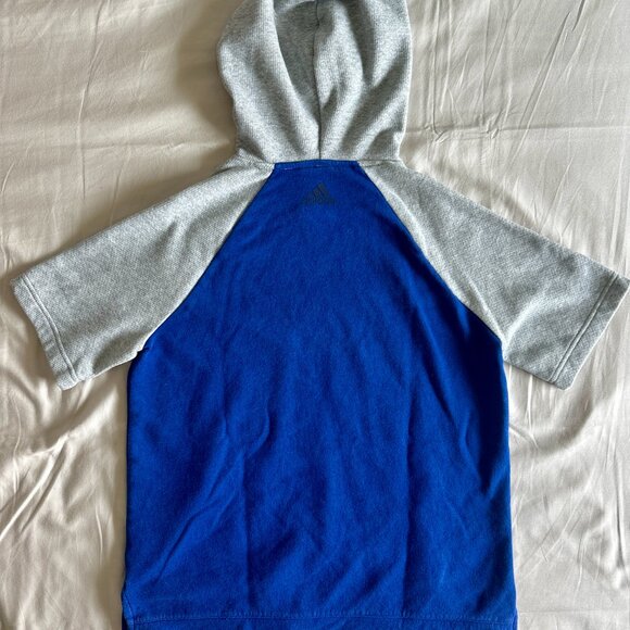 Adidas Women’s Short Sleeve Hoodie – Size Small – Blue & Gray Pullover Top - Picture 3 of 3